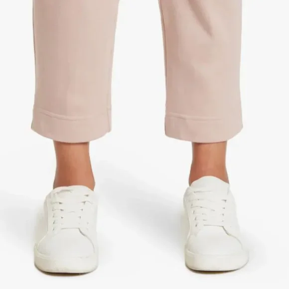St. John Rose Quartz Cotton French Terry Cropped Pants M - Picture 3 of 6